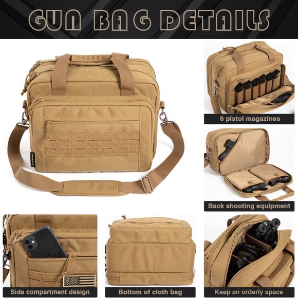 Gun Bag Range Bag Pistol Case Gun Case Magazine Lockable Double Layer Explosion - Picture 3 of 3